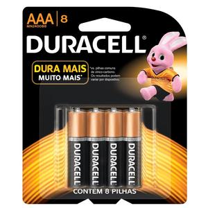 PILHA DURACELL AAA 1.5V ALCALINA C/8 PILHAS 