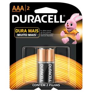 PILHA DURACELL AAA ALCALINA 1,5V LR03 C/2 